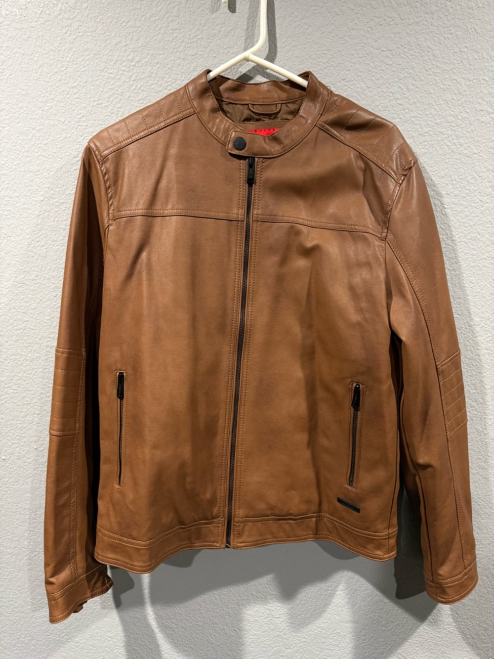 Guess Men's Brown Leather Jacket